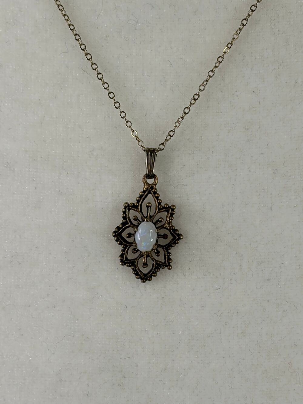 Gold Filled Opal Necklace 1/20 12k Gold Filled Chain and Pendant